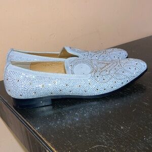 Versace Light Blue Rhinestone Loafers